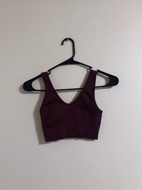 aerie Ribbed V-Neck Crop Tank - Burgundy